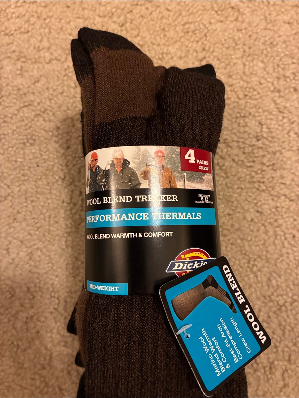 Dickies Brown Thermal Wool-Blend Crew Socks - 4 Pack